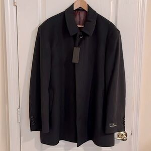 NWT Jean-Paul Germain Black Classic-Fit Tyson Wool-Blend Top Coat, 46 SHORT